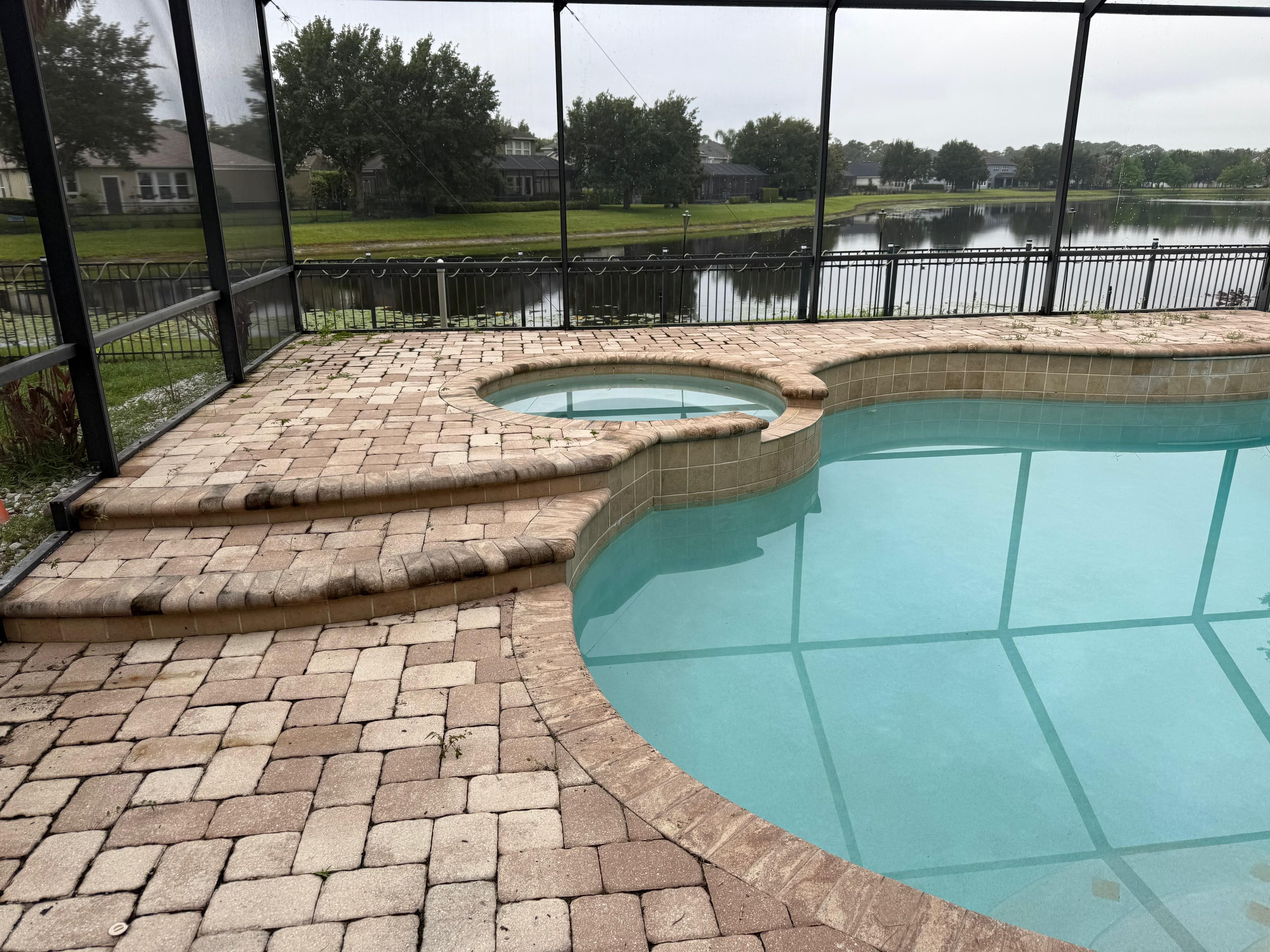 pool deck cleaning before cleaning